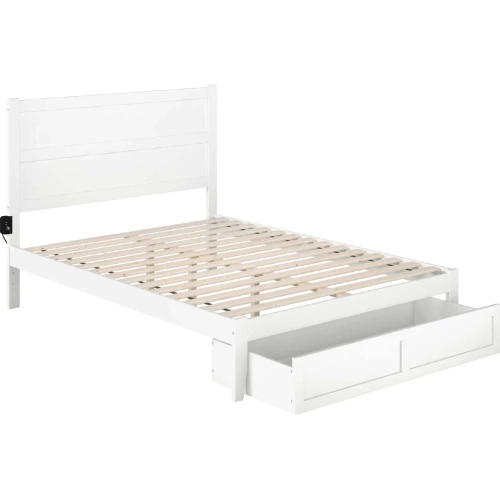 NoHo Queen Bed with Foot Drawer in White Finish