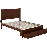 NoHo Queen Bed with Foot Drawer in Walnut Finish