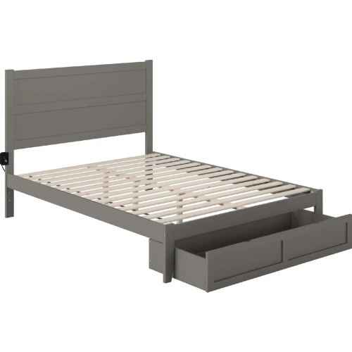 NoHo Queen Bed with Foot Drawer in Grey Finish