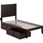 NoHo Twin Bed with 2 Drawers in Espresso Finish Wood
