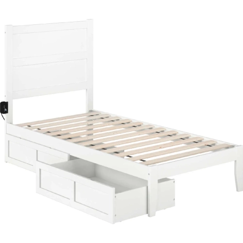 NoHo Twin Bed with 2 Drawers in White Finish