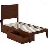 NoHo Twin Bed with 2 Drawers in Walnut Finish