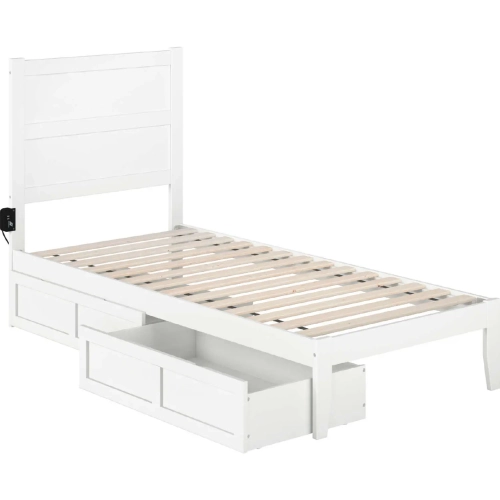 NoHo Twin XL Bed with 2 Drawers in White Finish