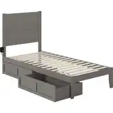 NoHo Twin XL Bed with 2 Drawers in Grey Finish