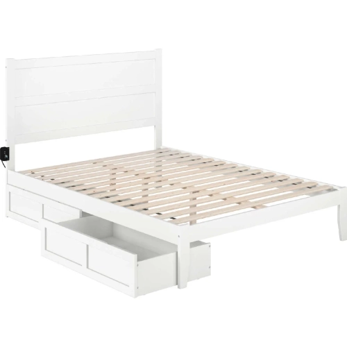 NoHo Queen Bed with 2 Drawers in White Finish