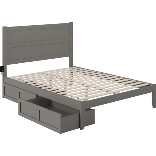NoHo Queen Bed with 2 Drawers in Grey Finish