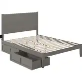 NoHo Queen Bed with 2 Drawers in Grey Finish