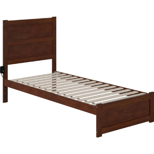 NoHo Twin XL Bed with Footboard in Walnut Finish