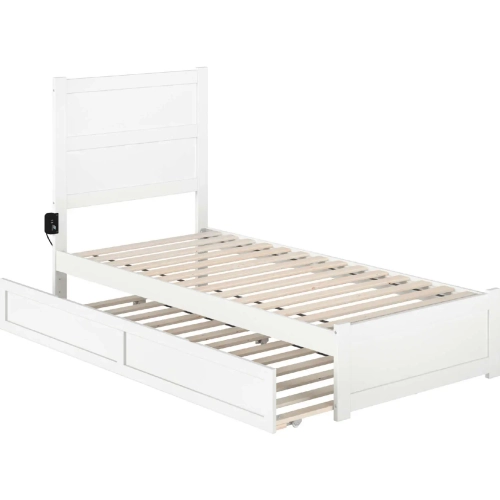 NoHo Twin XL Bed with Footboard & Twin XL Trundle in White Finish