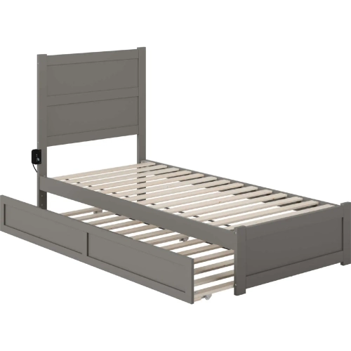 NoHo Twin XL Bed with Footboard & Twin XL Trundle in Grey Finish