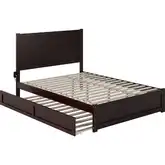 NoHo Queen Bed with Footboard & Twin XL Trundle in Espresso Finish Wood