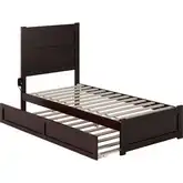 NoHo Twin Bed with Footboard & Twin Trundle in Espresso Finish Wood
