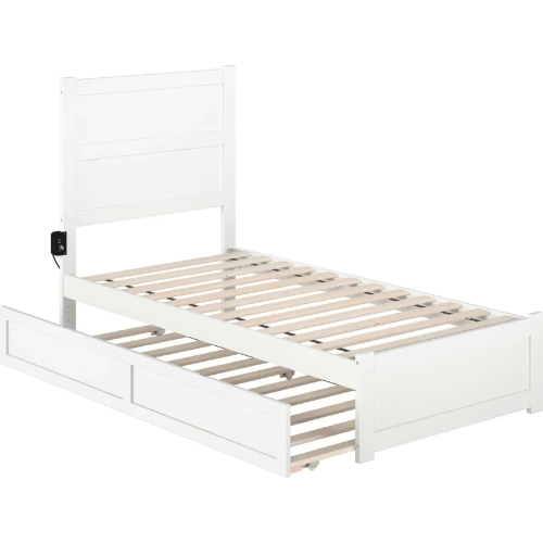 NoHo Twin Bed with Footboard & Twin Trundle in White Finish