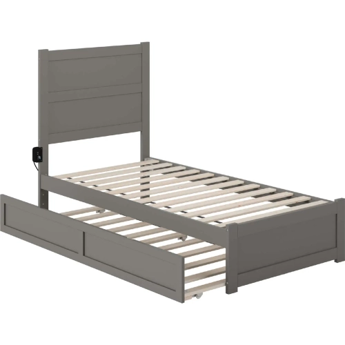 NoHo Twin Bed with Footboard & Twin Trundle in Grey Finish