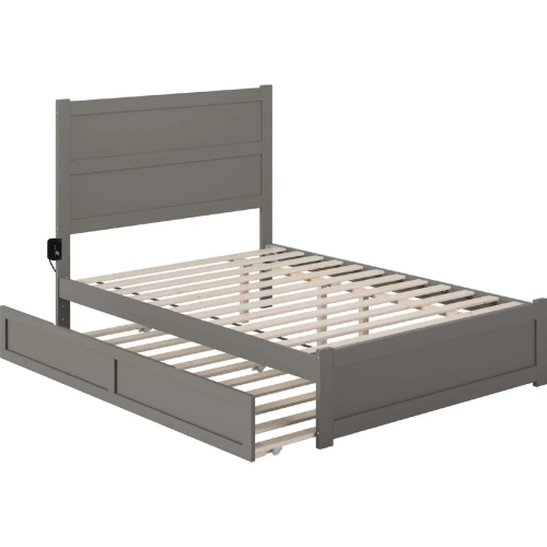 NoHo Full Bed with Footboard & Twin Trundle in Grey Finish