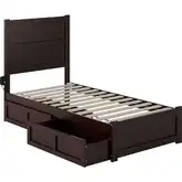 NoHo Twin Bed with Footboard & 2 Drawers in Espresso Finish Wood