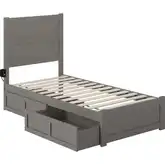 NoHo Twin Bed with Footboard & 2 Drawers in Grey Finish