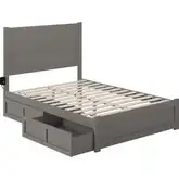 NoHo Full Bed with Footboard & 2 Drawers in Grey Finish