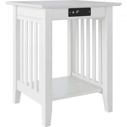 Mission Printer Stand with Charger in White