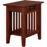 Mission Chair Side Table with Charger in Walnut