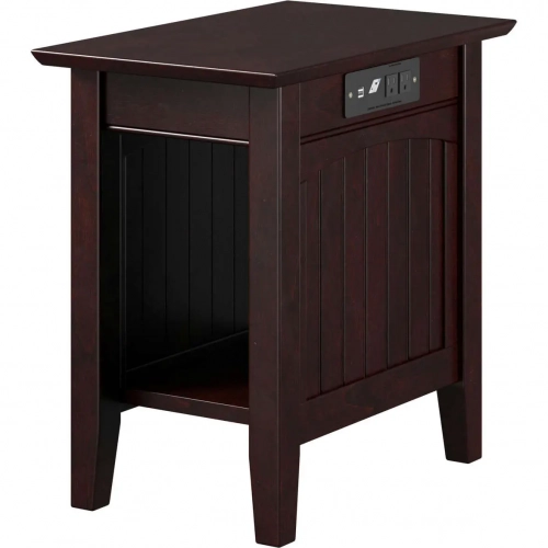 Nantucket Chair Side Table with Charging Station in Espresso