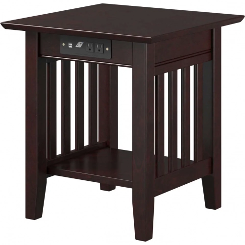 Mission End Table with Charging Station in Espresso