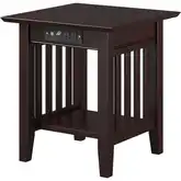 Mission End Table with Charging Station in Espresso