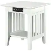 Mission End Table in White with Charger Station