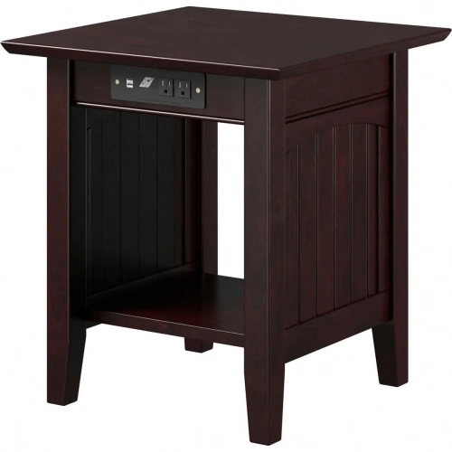 Nantucket End Table with Charging Station in Espresso