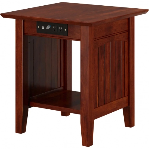 Nantucket End Table with Charger in Walnut