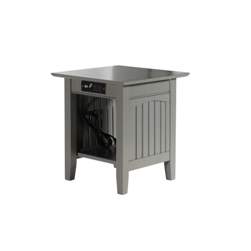 Nantucket End Table with Charger in Atlantic Grey