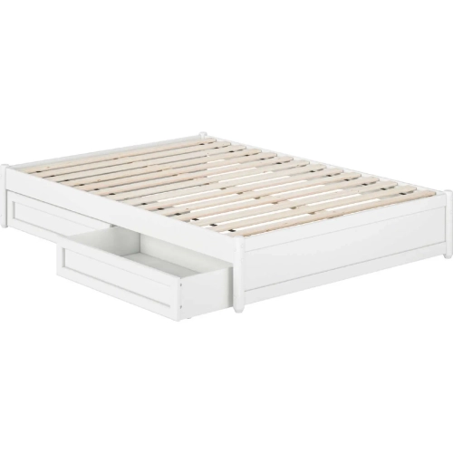 Barcelona Full Panel Platform Bed with Drawers in White