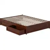 Barcelona Full Panel Platform Bed with Drawers in Walnut Finish