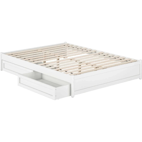 Barcelona Queen Panel Platform Bed with Drawers in White