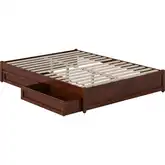 Barcelona Queen Panel Platform Bed with Drawers in Walnut Finish