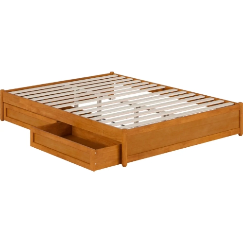 Barcelona Queen Panel Platform Bed with Drawers in Light Toffee