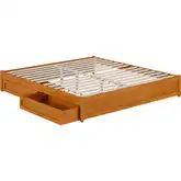 Barcelona King Panel Platform Bed with Drawers in Light Toffee