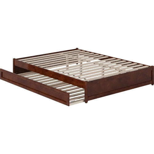 Barcelona Queen Panel Platform Bed with Twin XL Trundle in Walnut Finish