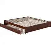 Barcelona King Panel Platform Bed with Twin XL Trundle in Walnut Finish