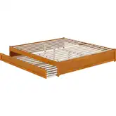 Barcelona King Panel Platform Bed with Twin XL Trundle in Light Toffee