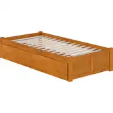 Concord Twin XL Platform Bed with Footboard & 2 Drawers in Light Toffee Finish Wood