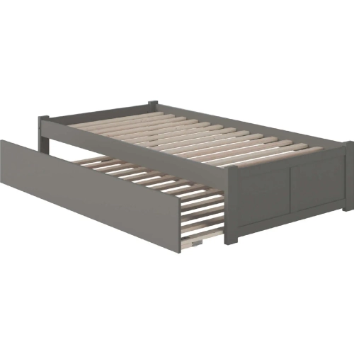 Concord Twin Platform Bed with Flat Panel Footboard & Trundle in Atlantic Grey