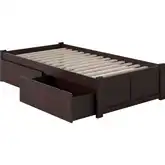 Urban Concord Twin Bed with Flat Panel Footboard & 2 Urban Bed Drawers in Espresso