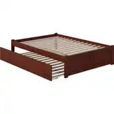 Concord Full Platform Bed with Flat Panel Foot Board & Full Urban Trundle in Walnut