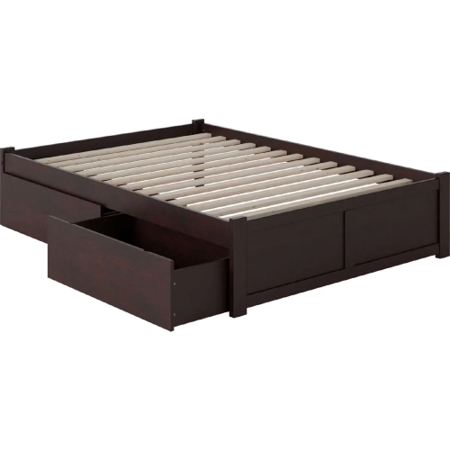 Urban Concord Full Bed with Flat Panel Footboard & 2 Urban Bed Drawers in Espresso