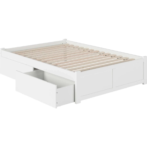 Urban Concord Full Bed with Flat Panel Footboard & 2 Urban Bed Drawers in White