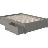 Concord Full Platform Bed with Flat Footboard & 2 Under Bed Drawers in Atlantic Grey