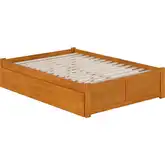 Concord Full Platform Bed with Footboard & 2 Drawers in Light Toffee Finish Wood