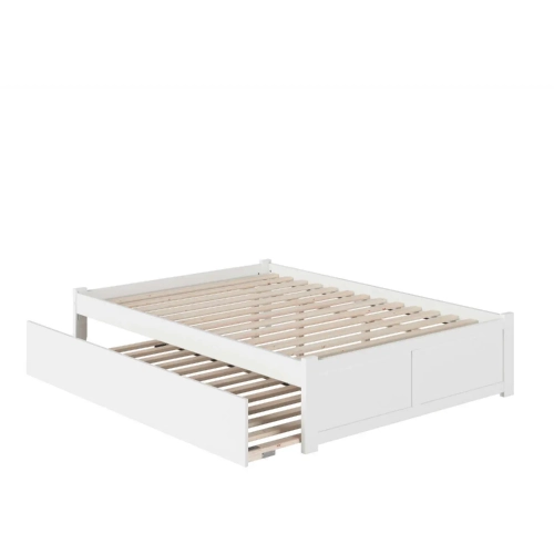 Concord King Platform Bed with Footboard & Twin XL Trundle in White Finish Wood