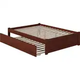 Concord King Platform Bed with Footboard & Twin XL Trundle in Walnut Finish Wood